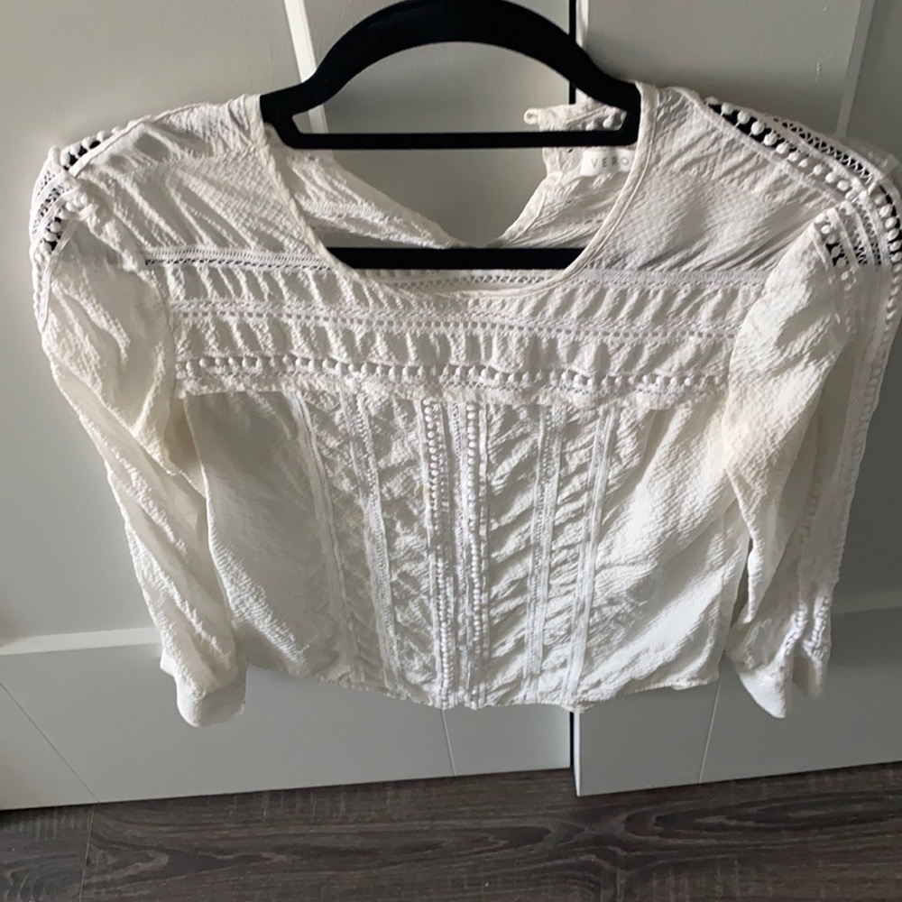 Veronica Beard white perforated top